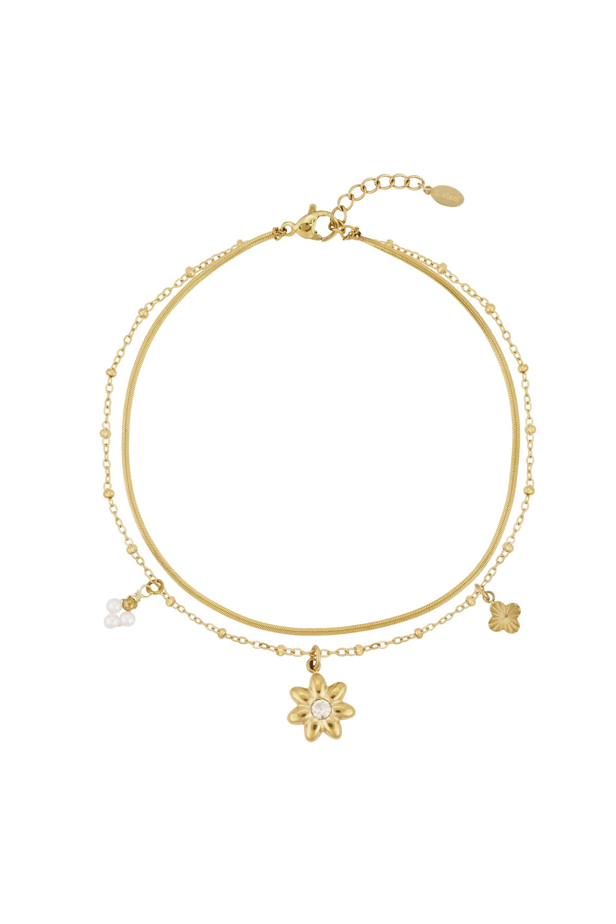 Dainty Flower Enkelbandje Goud