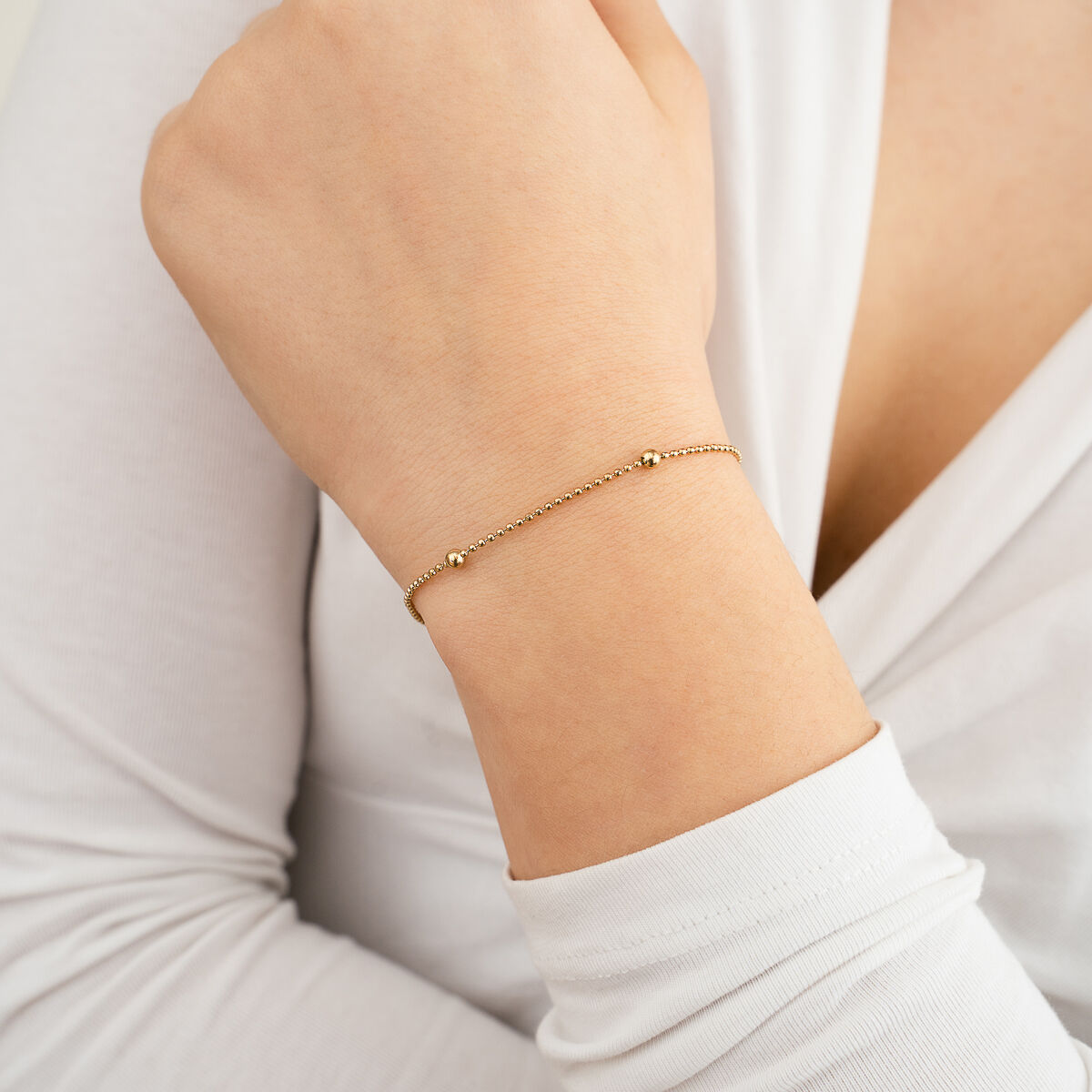 Beaded Ball Armband Goud