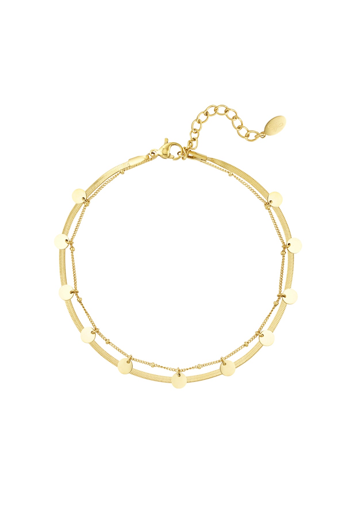 Dainty Disc Enkelbandje Goud