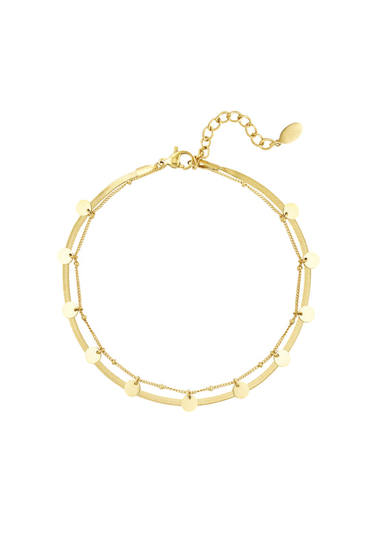 Dainty Disc Enkelbandje Goud