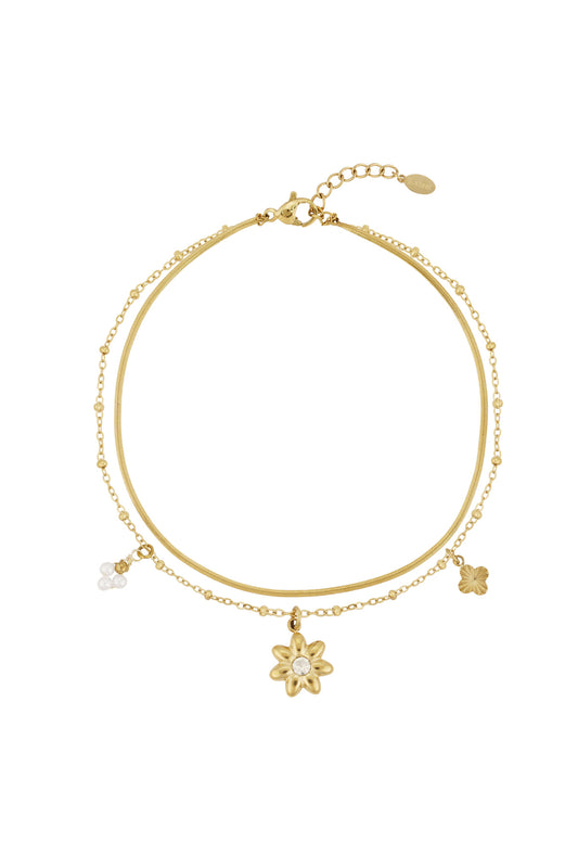 Dainty Flower Enkelbandje Goud