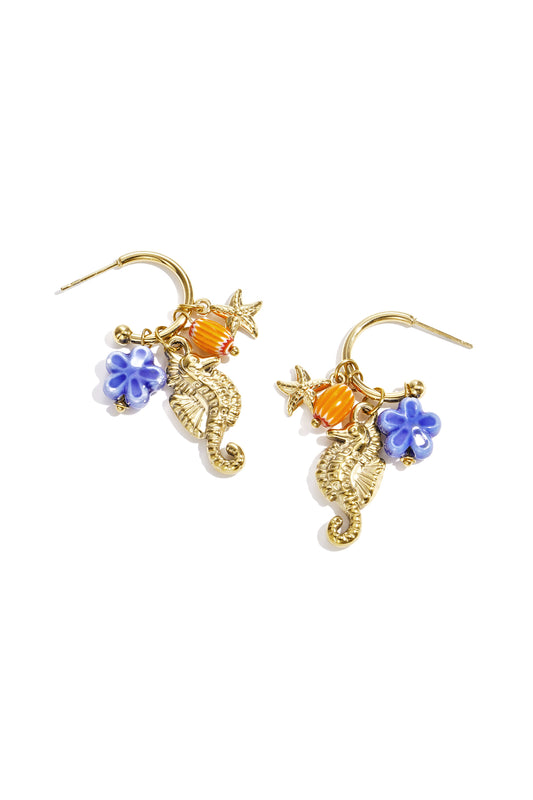 Seahorse Charm Oorbellen Goud