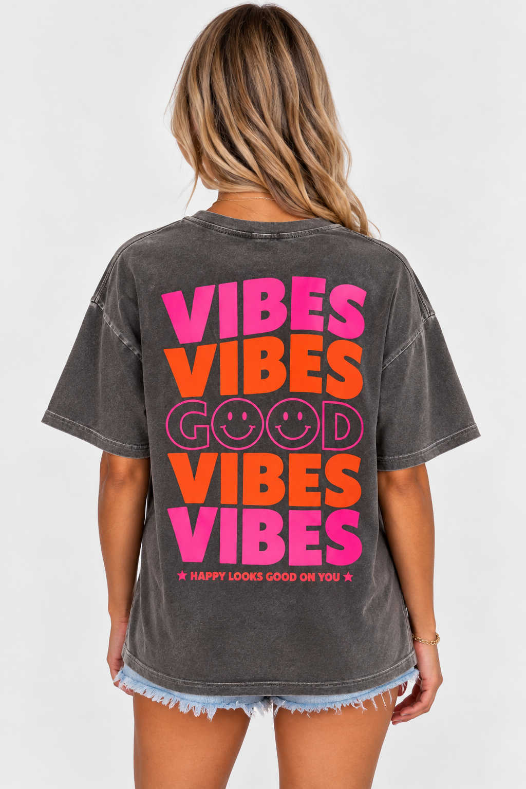 Good Vibes Tee - Washed Dark Grey