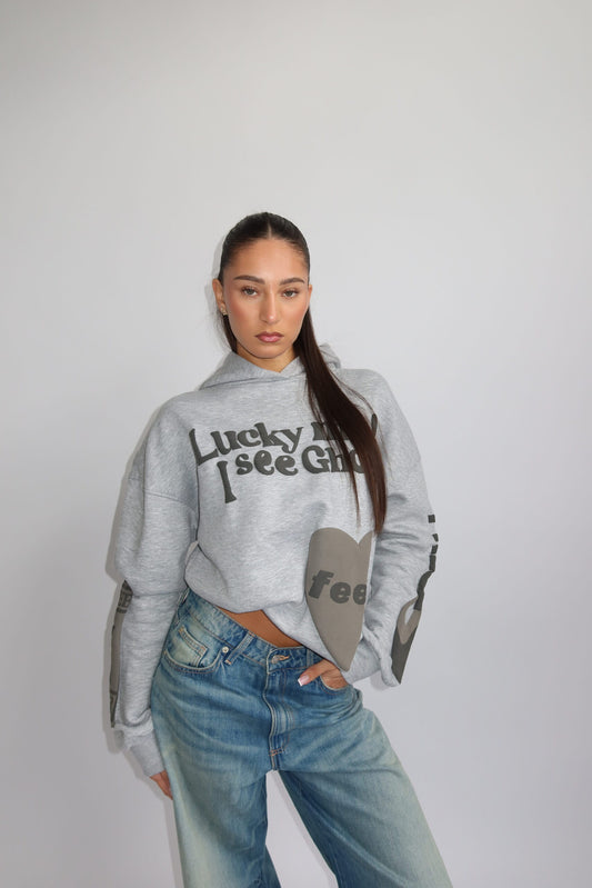 Lucky Me hoodie - Melange Grey