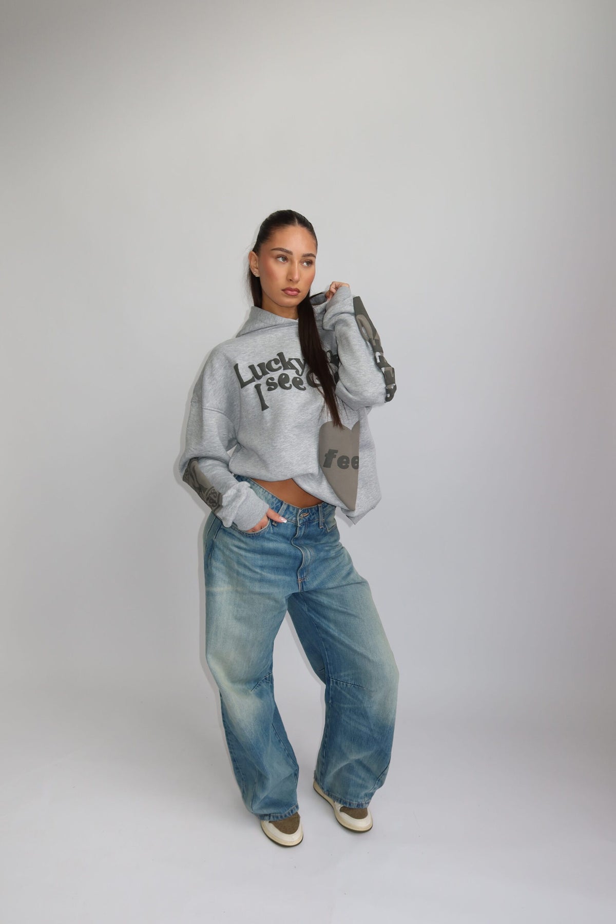Lucky Me hoodie - Melange Grey