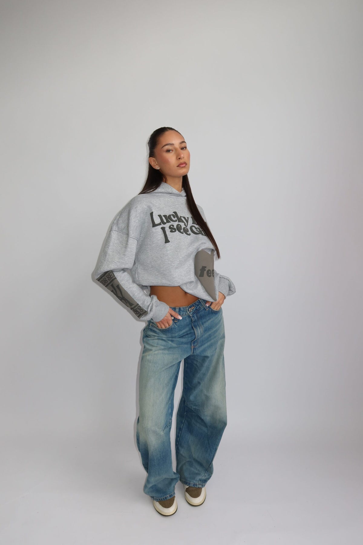 Lucky Me hoodie - Melange Grey