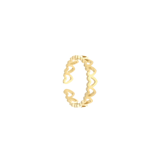 Linked Hearts Ring Goud