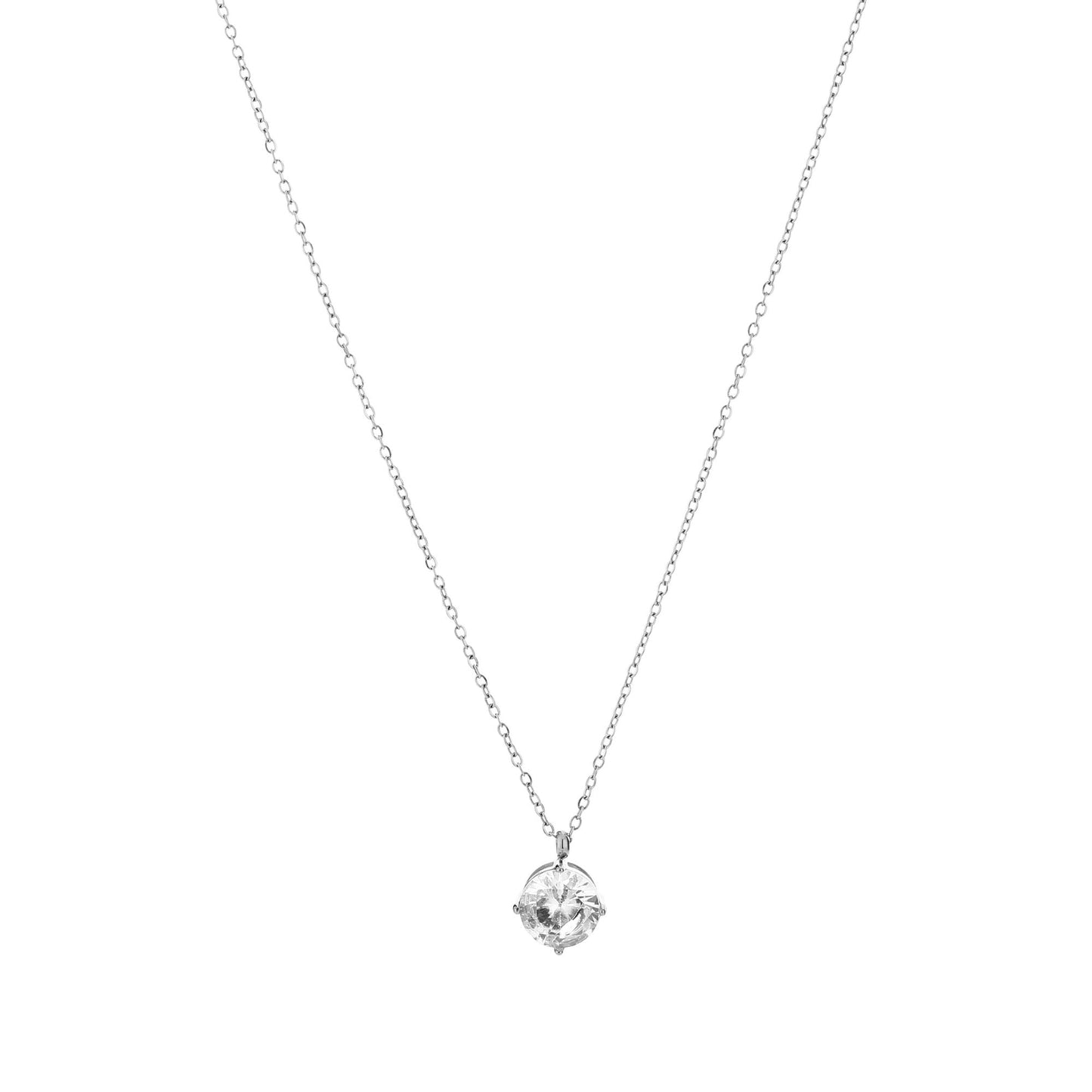 Crystal Solitaire Necklace Silver - productfoto