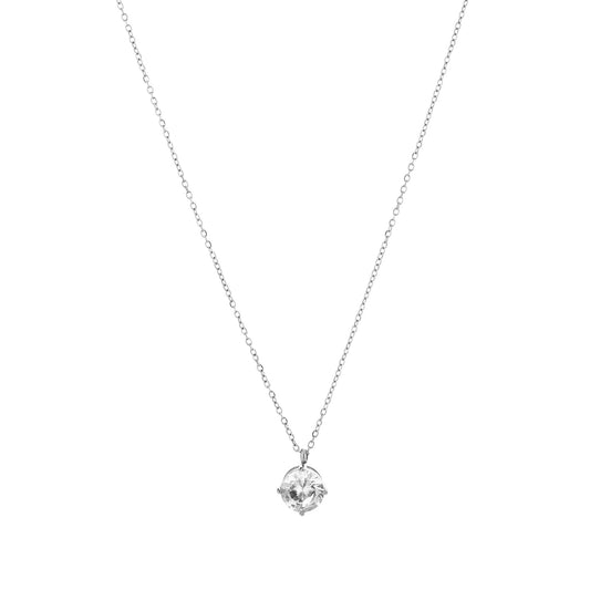 Crystal Solitaire Necklace Silver - productfoto