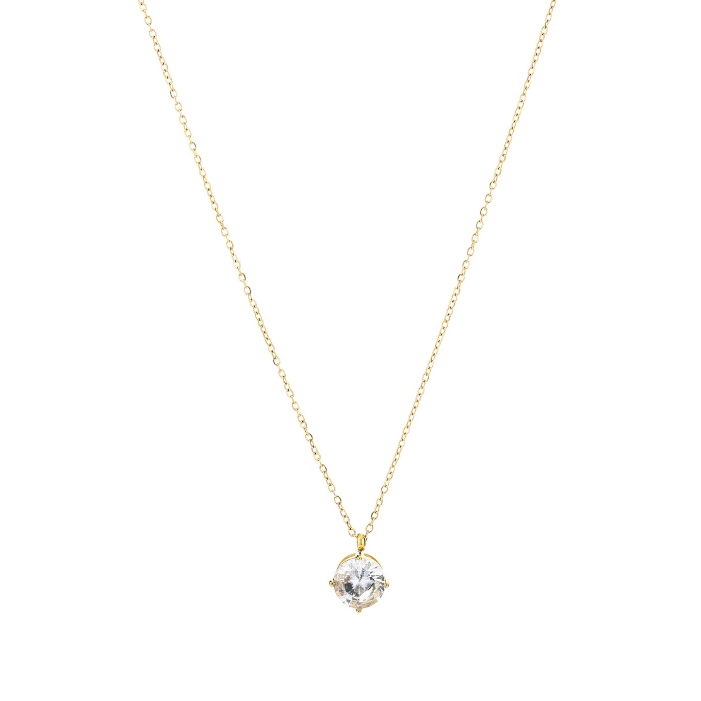 Crystal Solitaire Necklace Gold - productfoto