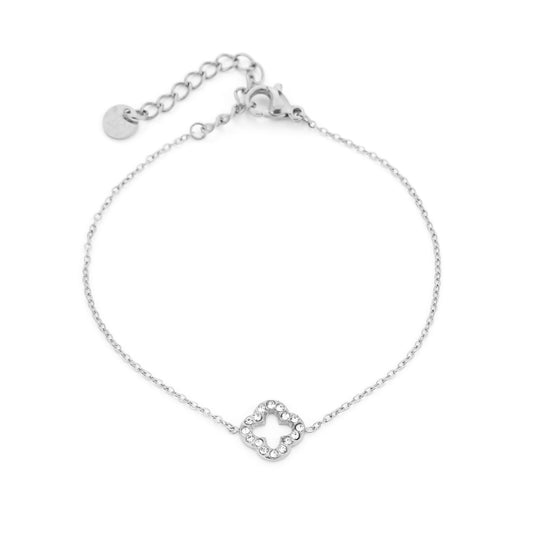 Sparkling Clover Armband Zilver