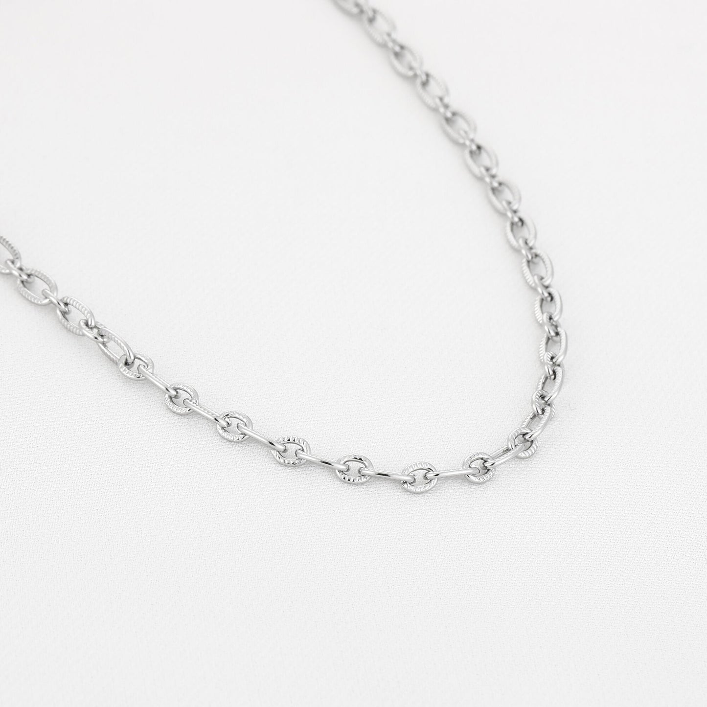 Mixed Link Chain Necklace Silver - productfoto