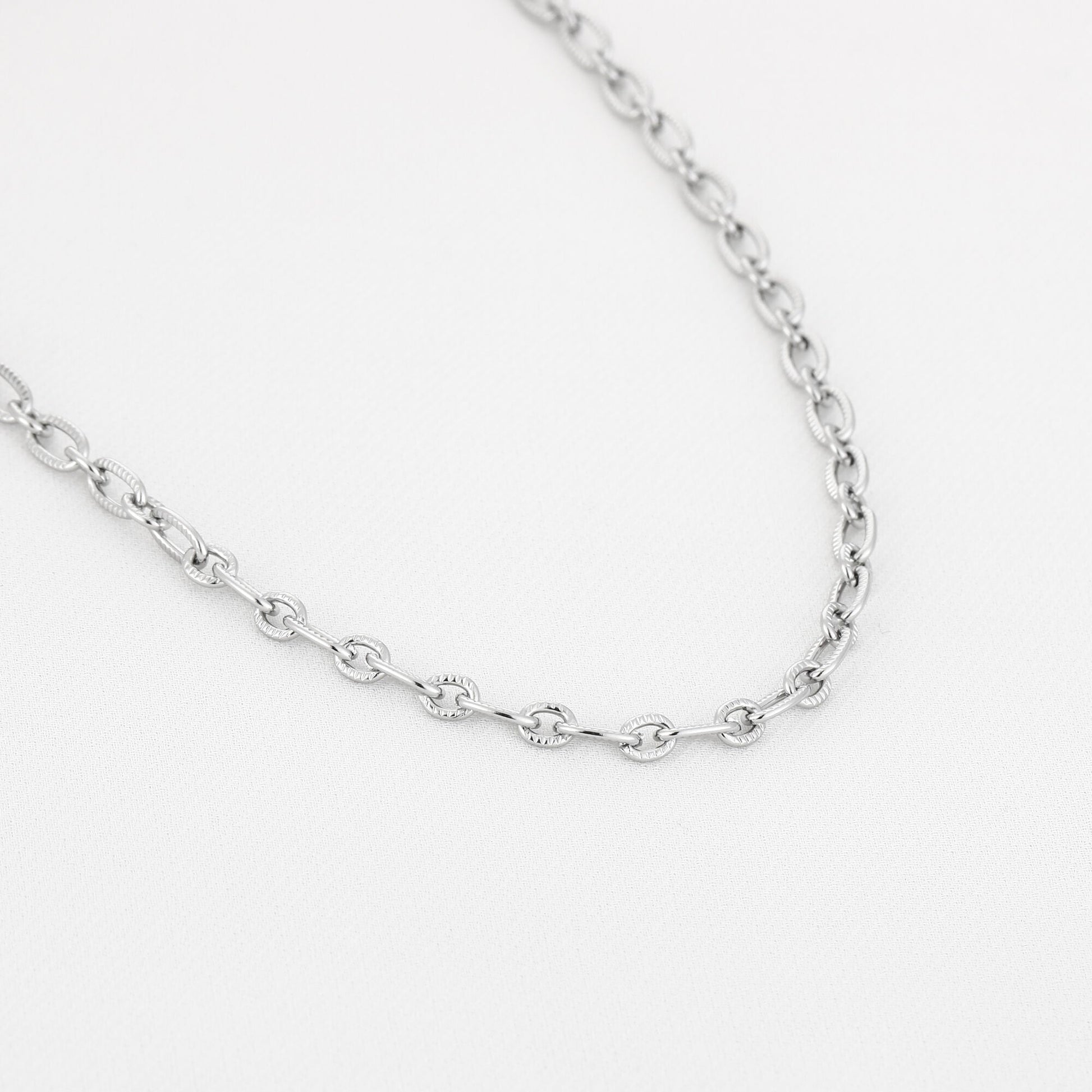 Mixed Link Chain Necklace Silver - productfoto