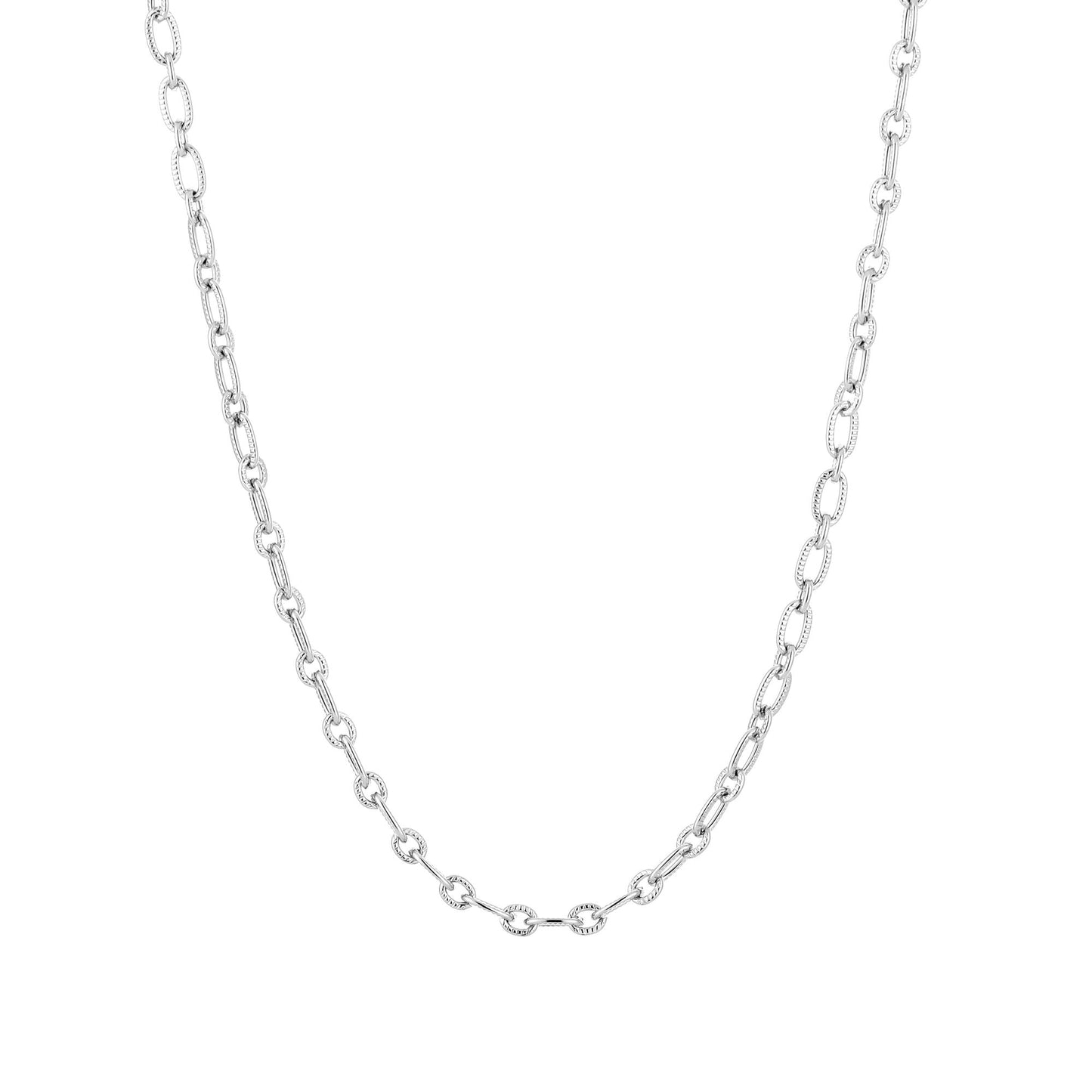 Mixed Link Chain Necklace Silver - detailfoto