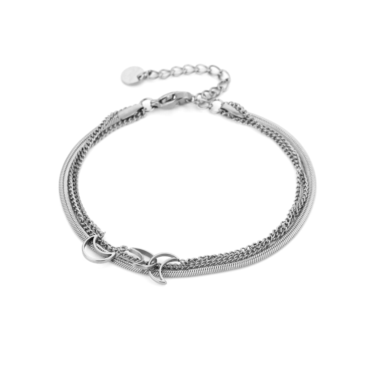 Layered Moon Bracelet Silver - detailfoto