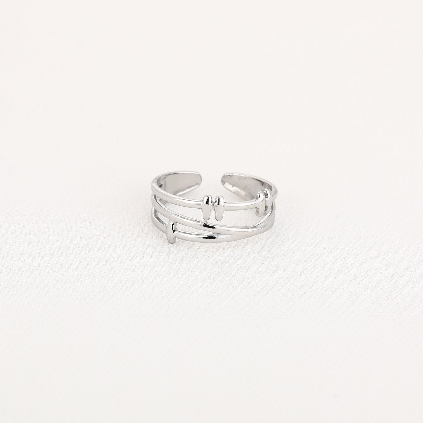 Triple Band Barbed Ring Silver - productfoto