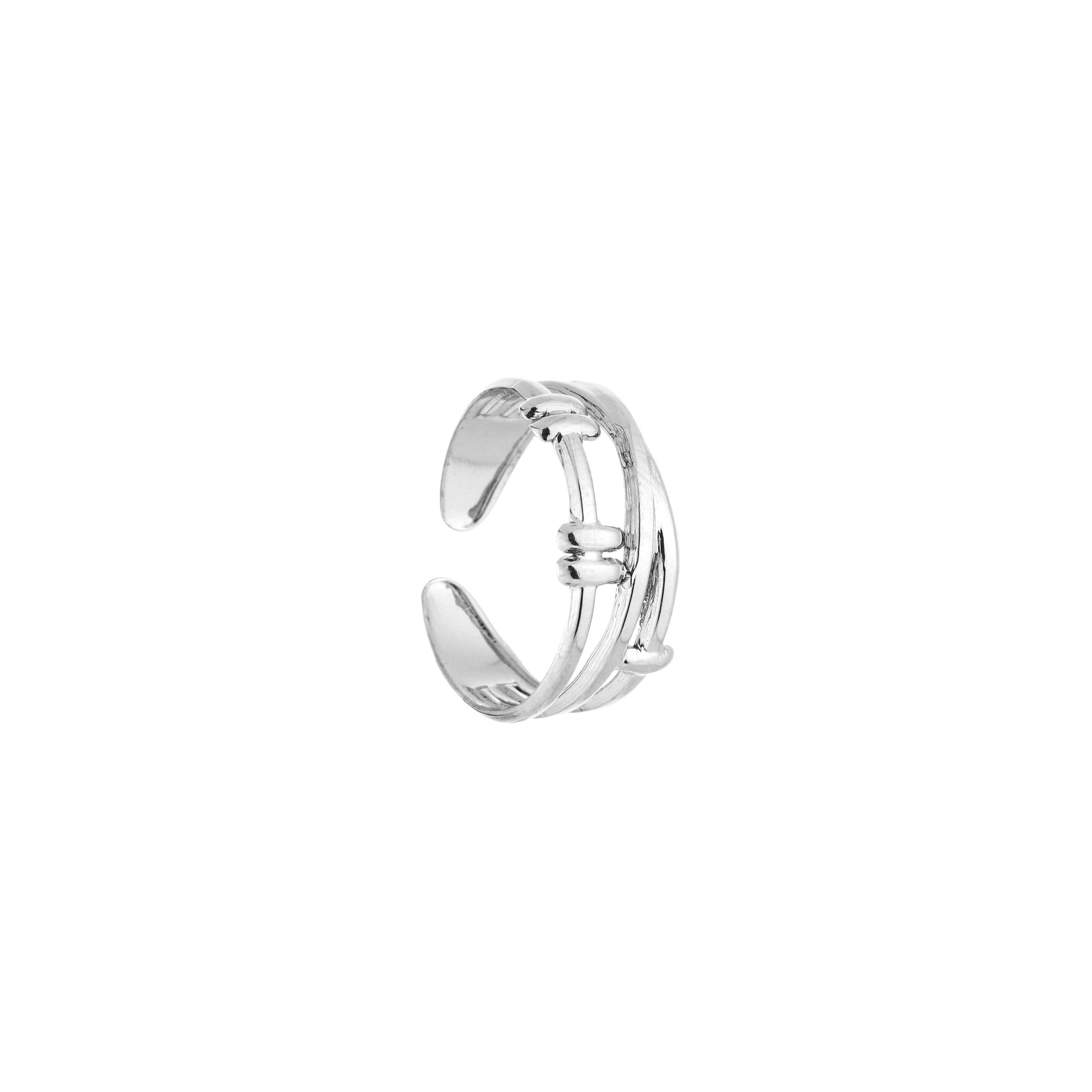 Triple Band Barbed Ring Silver - detailfoto