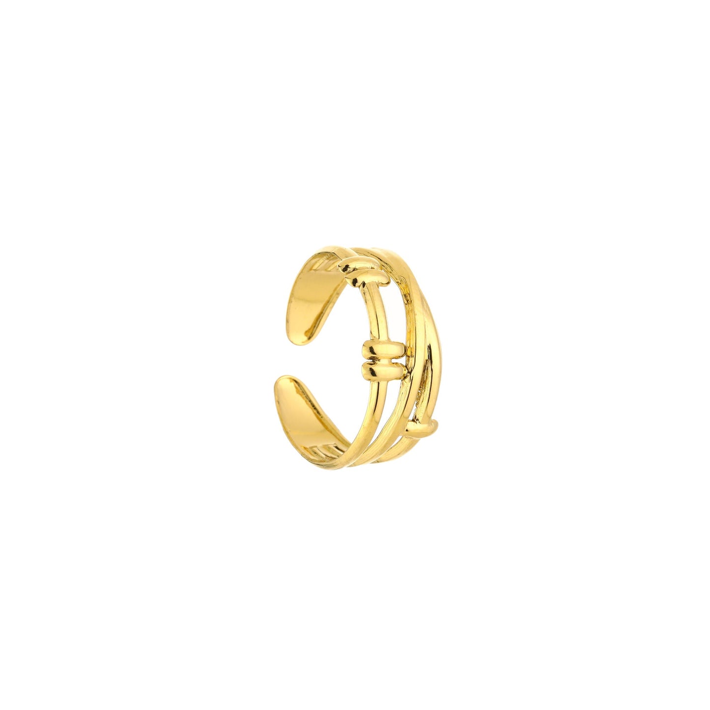 Triple Band Barbed Ring Gold en Silver - vergelijkingsfoto