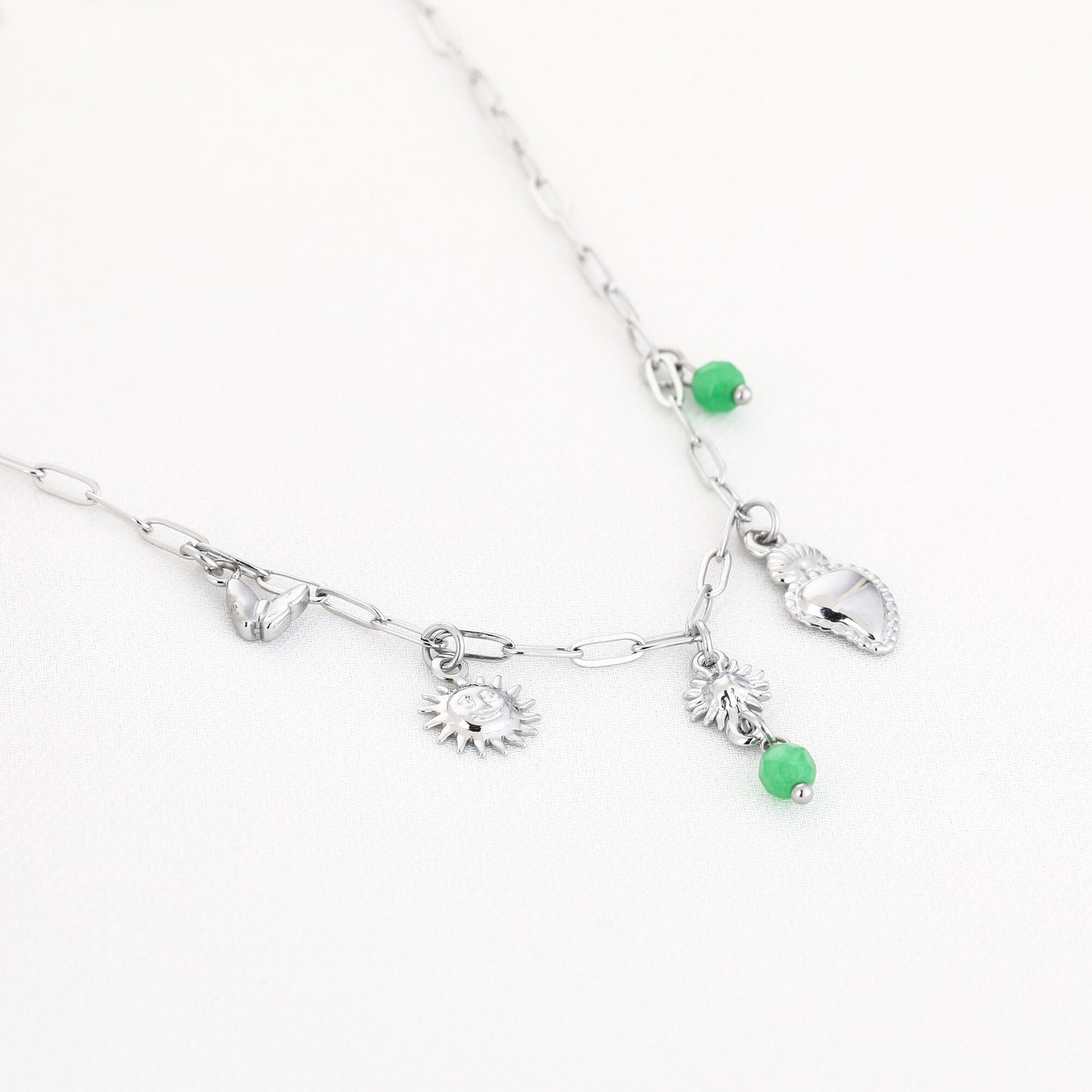 Charm Necklace Sun & Heart Silver - productfoto