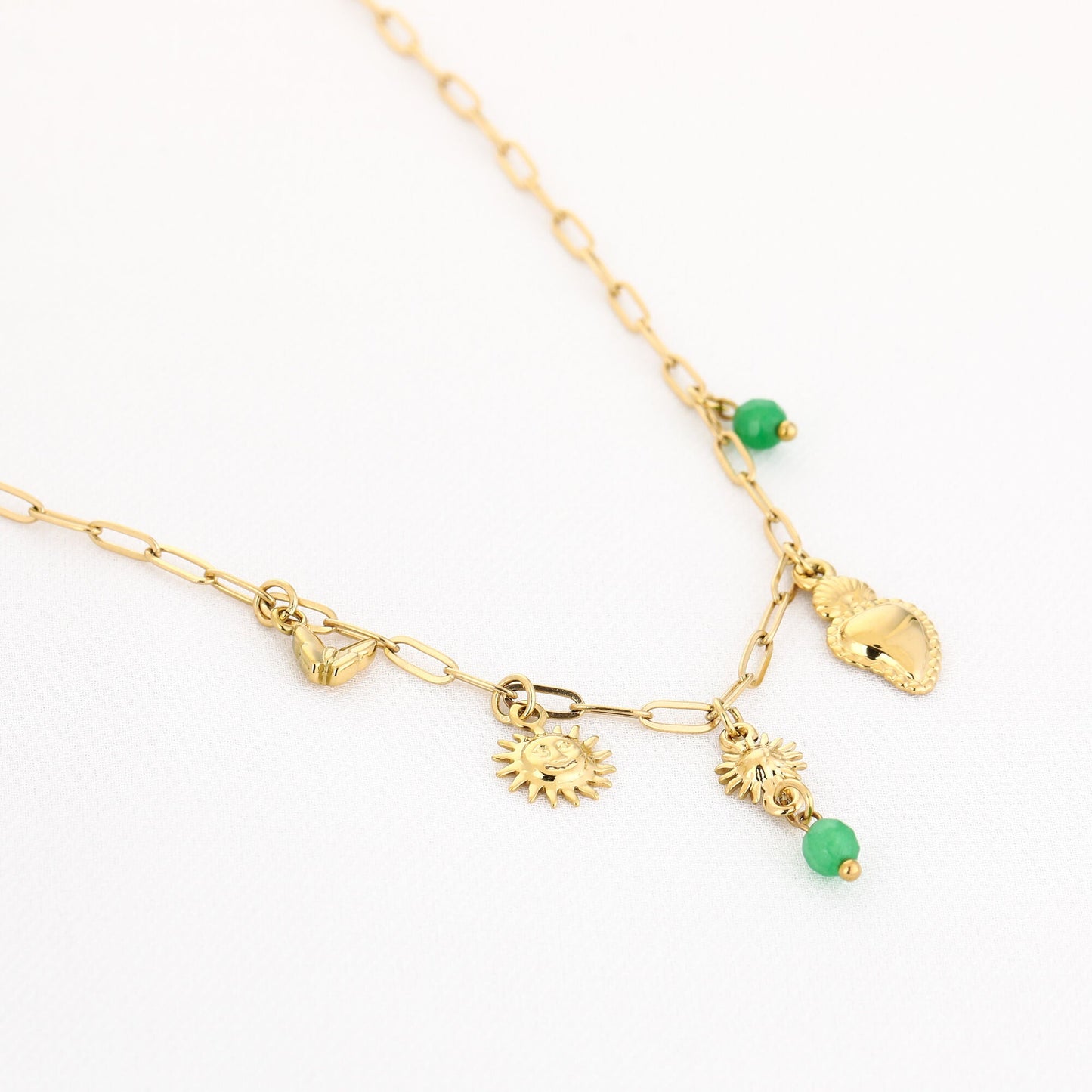 Charm Necklace Sun & Heart Gold - productfoto