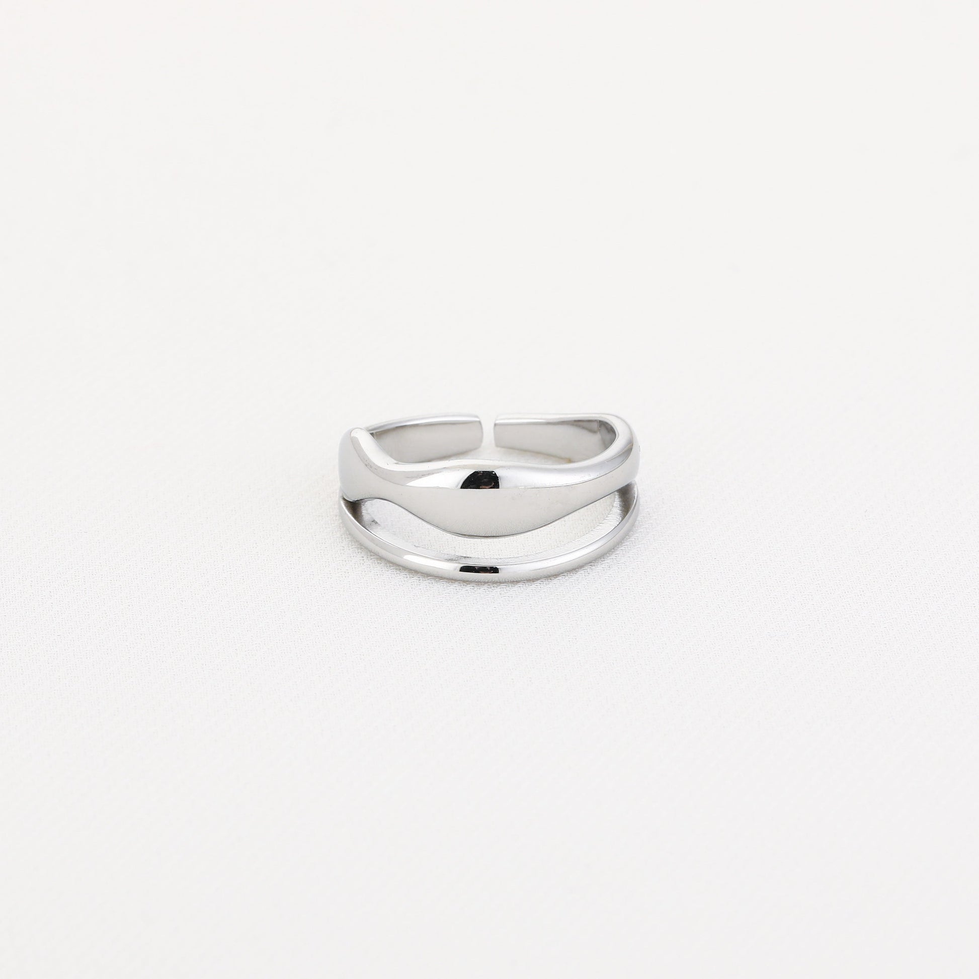 Double Wave Ring Silver - productfoto