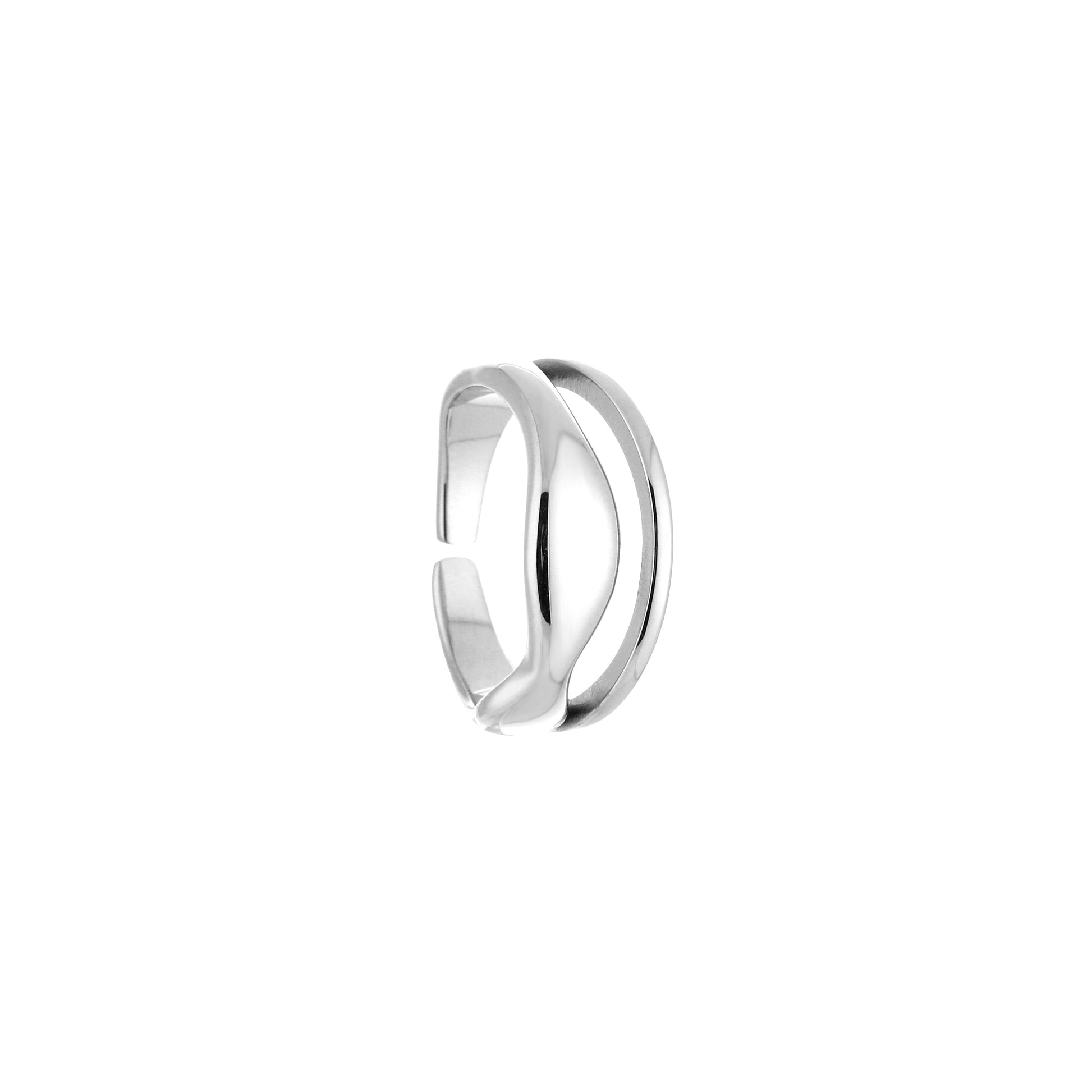 Double Wave Ring Silver - detailfoto