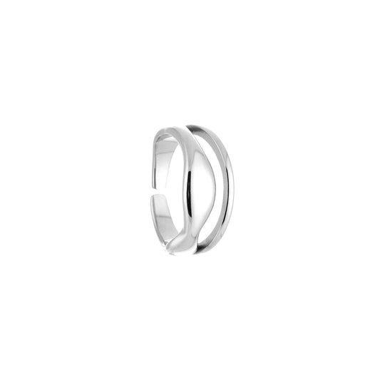 Double Wave Ring Silver - detailfoto