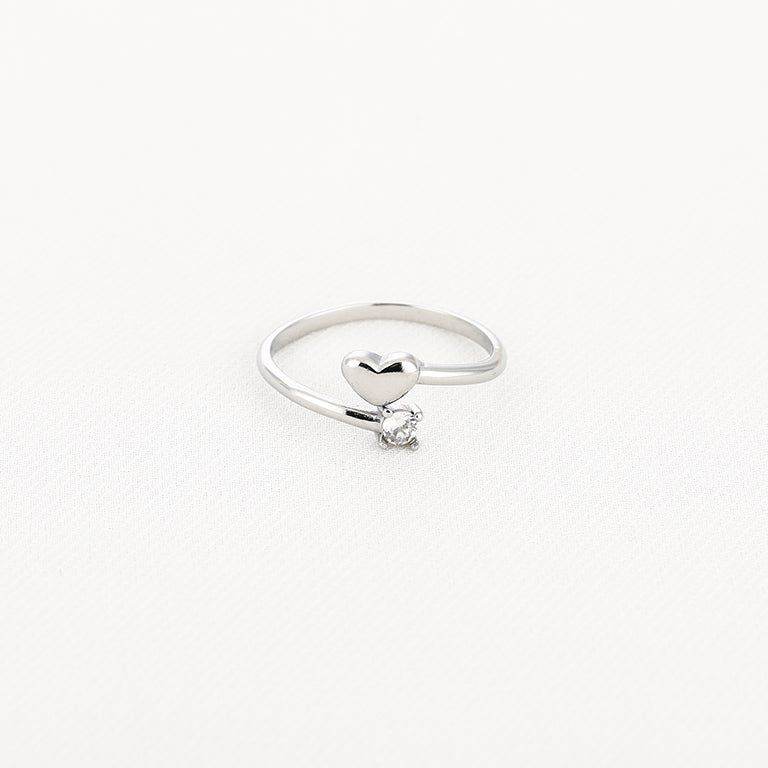 Heart Sparkle Ring Zilver