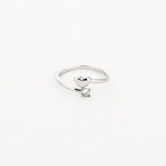 Heart Sparkle Ring Zilver