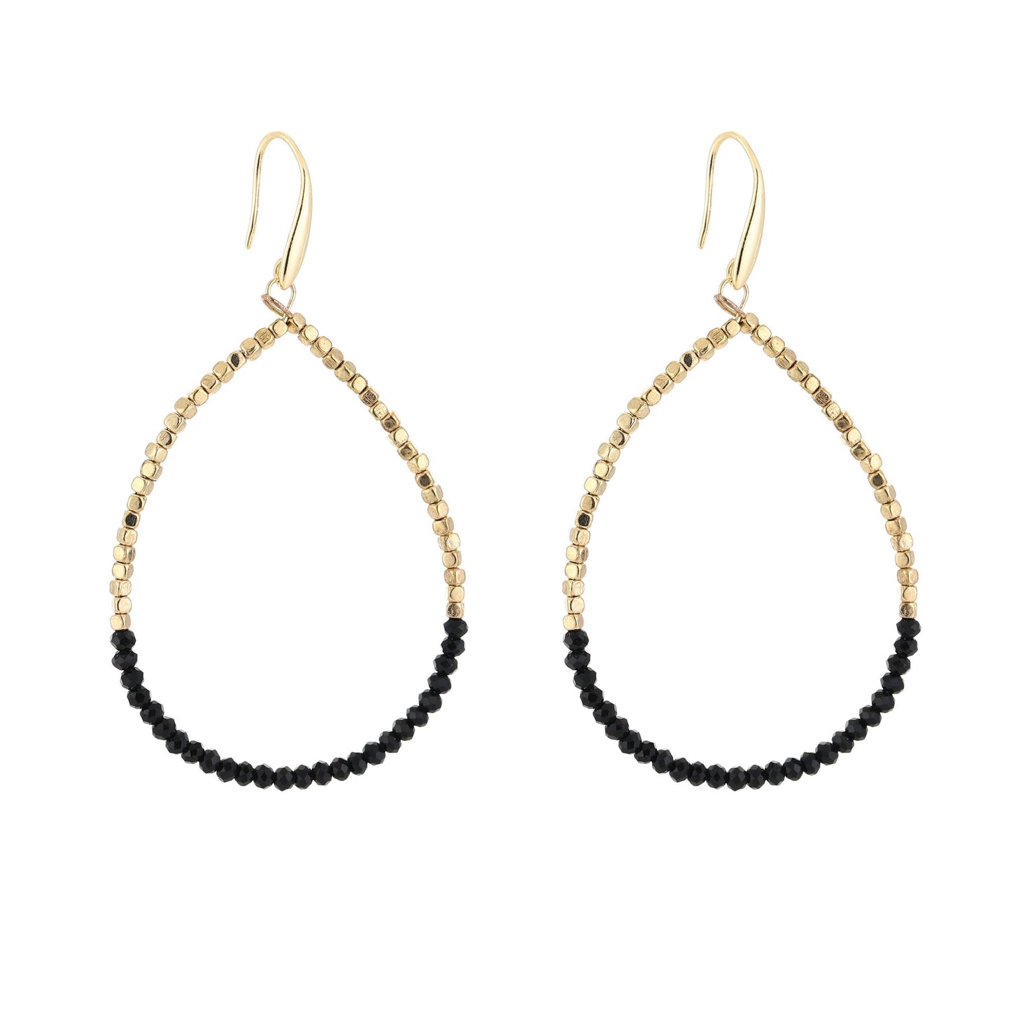 Two-Tone Drop Earrings Black & Gold - druppel oorbellen met gouden en zwarte kralen