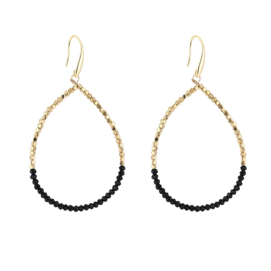 Two-Tone Drop Earrings Black & Gold - druppel oorbellen met gouden en zwarte kralen