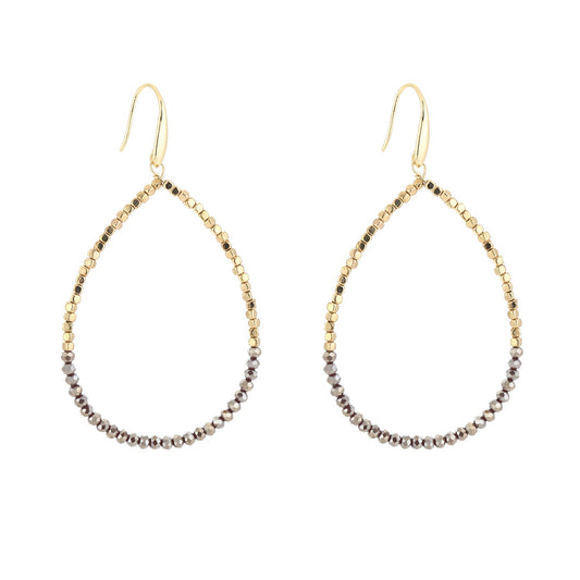 Two-Tone Drop Earrings Purple Mix - druppel oorbellen met gouden en paarse kralen