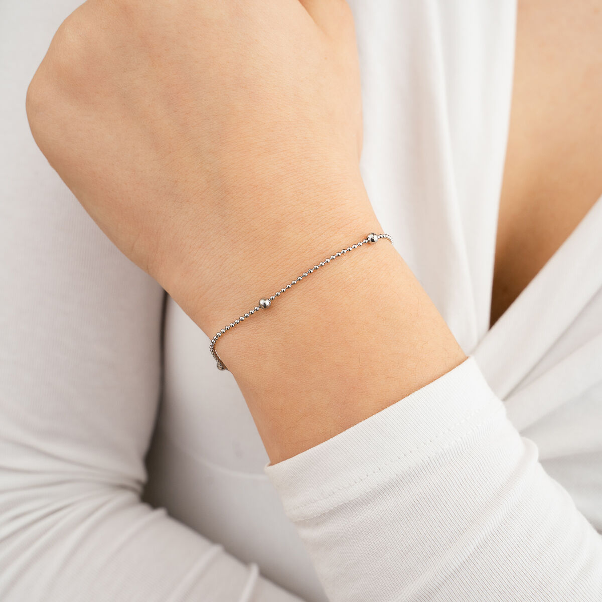 Beaded Ball Armband Zilver
